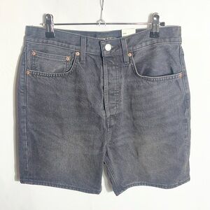 Denim Forum Joni Loose Long Denim Shorts Black Eyeliner 28W NWT